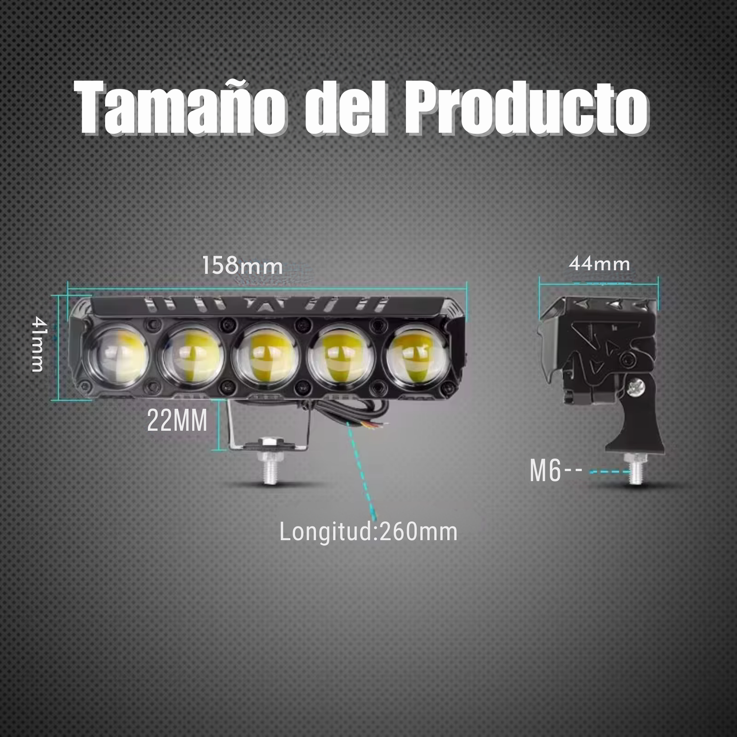 Luz Auxiliar FANSSI de 5 lentes para autos, motos y camiones 12 y 24V