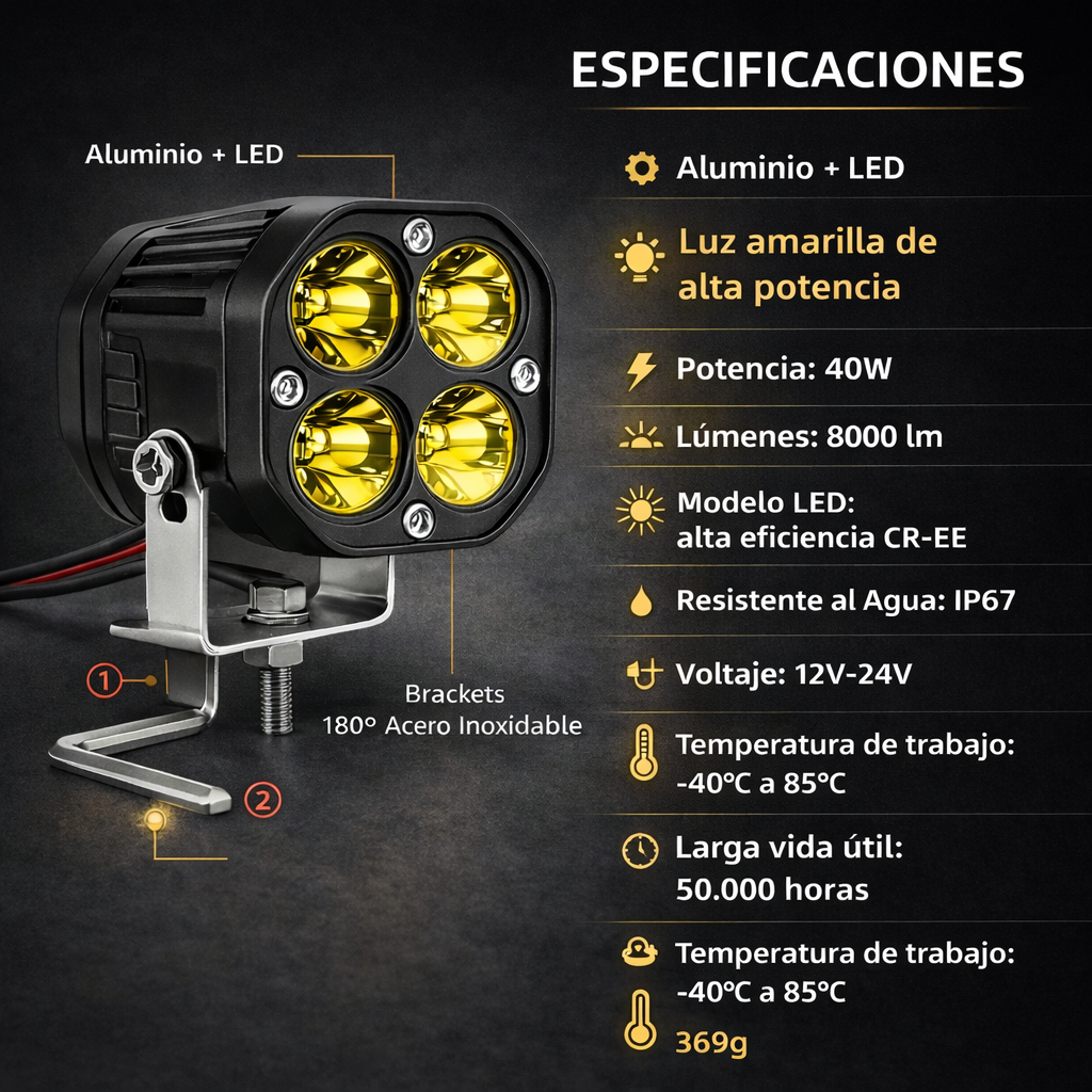 Faro Neblinero LED para Auto - Moto de Alta Potencia