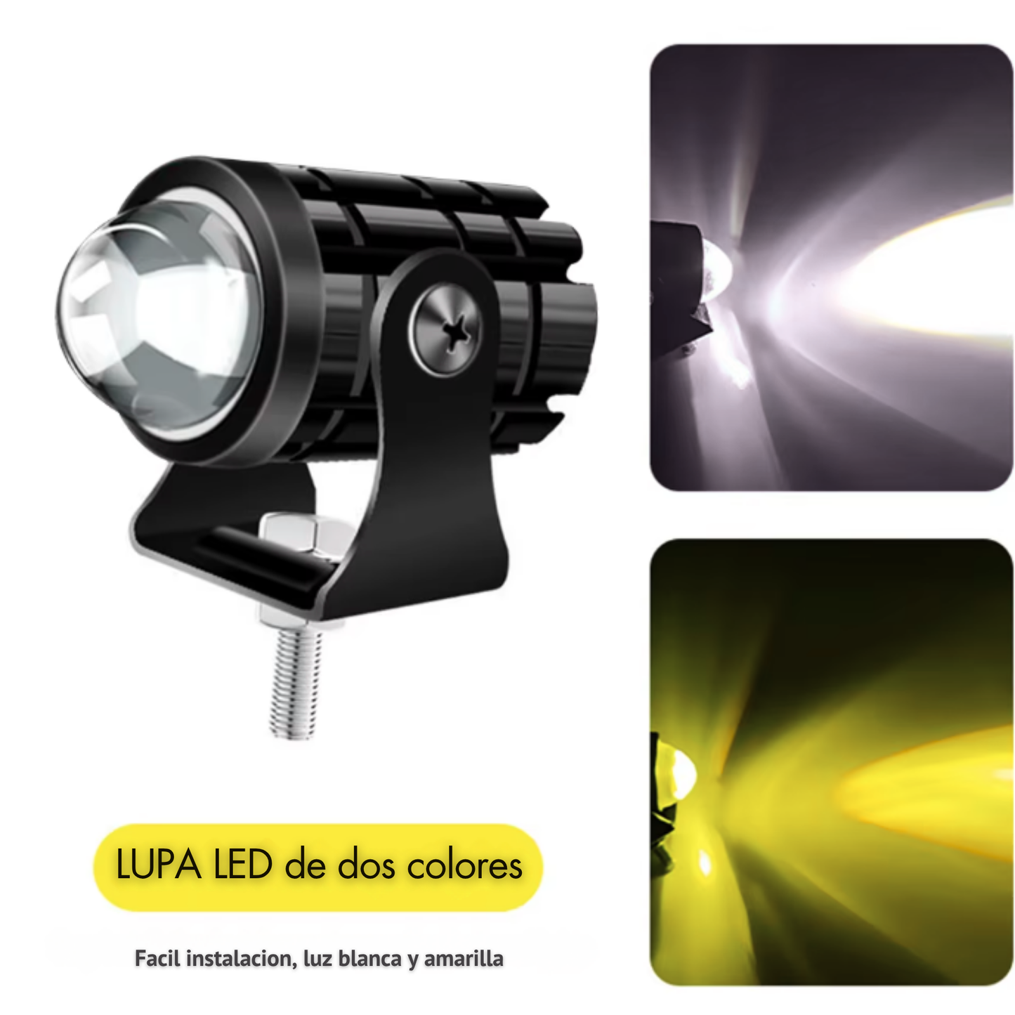 Lupa Led para motos, autos 12 a 24V